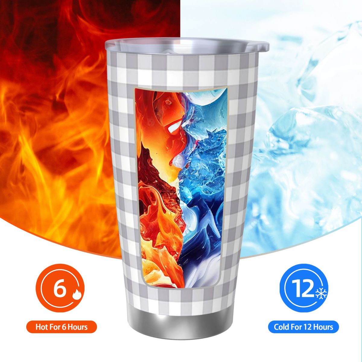 Gray And White Gingham Stainle - Tumbler 20Oz White ulasan dan harga
